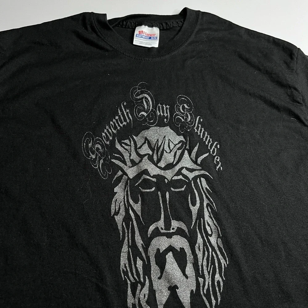 Seventh Day Slumber Shirt Mens L Black Jesus Christian Band Graphic Tee Hanes - Picture 2 of 4